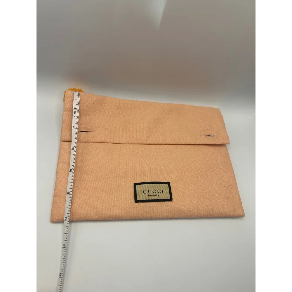 Gucci Beauty Peach‎ Canvas Envelope Makeup Pouch Button Closure Cosmetic Bag